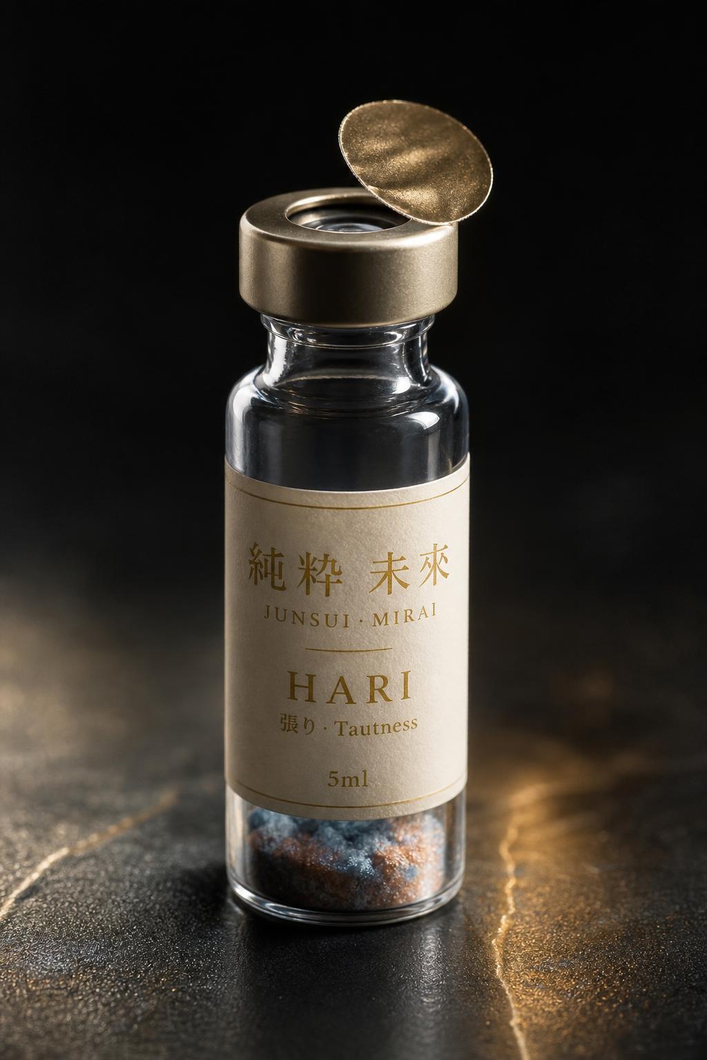 JUNSUI Hari copper peptide GHK-Cu bio-peptide serum ampoule opened — 5ml lyophilised copper-blue cake reconstitution kit