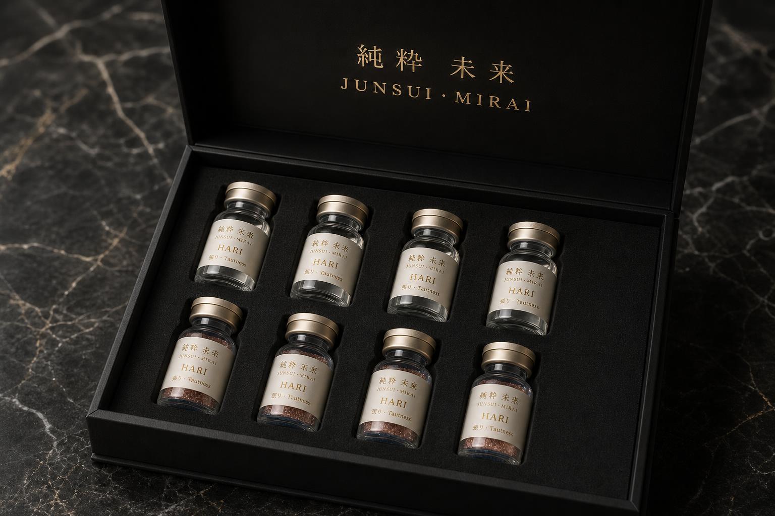 JUNSUI Hari copper peptide 8-ampoule reconstitution kit packaging — GHK-Cu bio-peptide serum for dermal remodeling