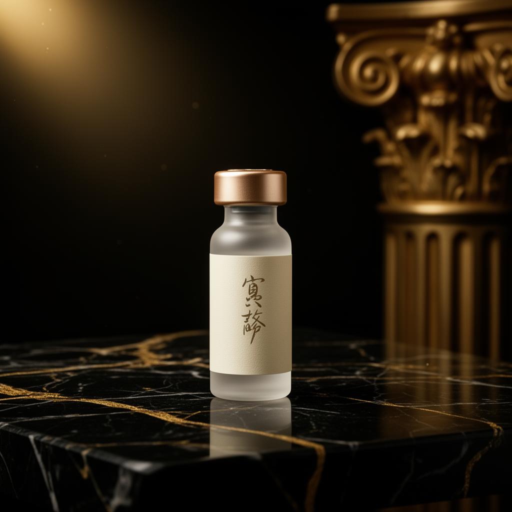 JUNSUI Mugen — The Prestige Architecture — single ampoule editorial photograph.