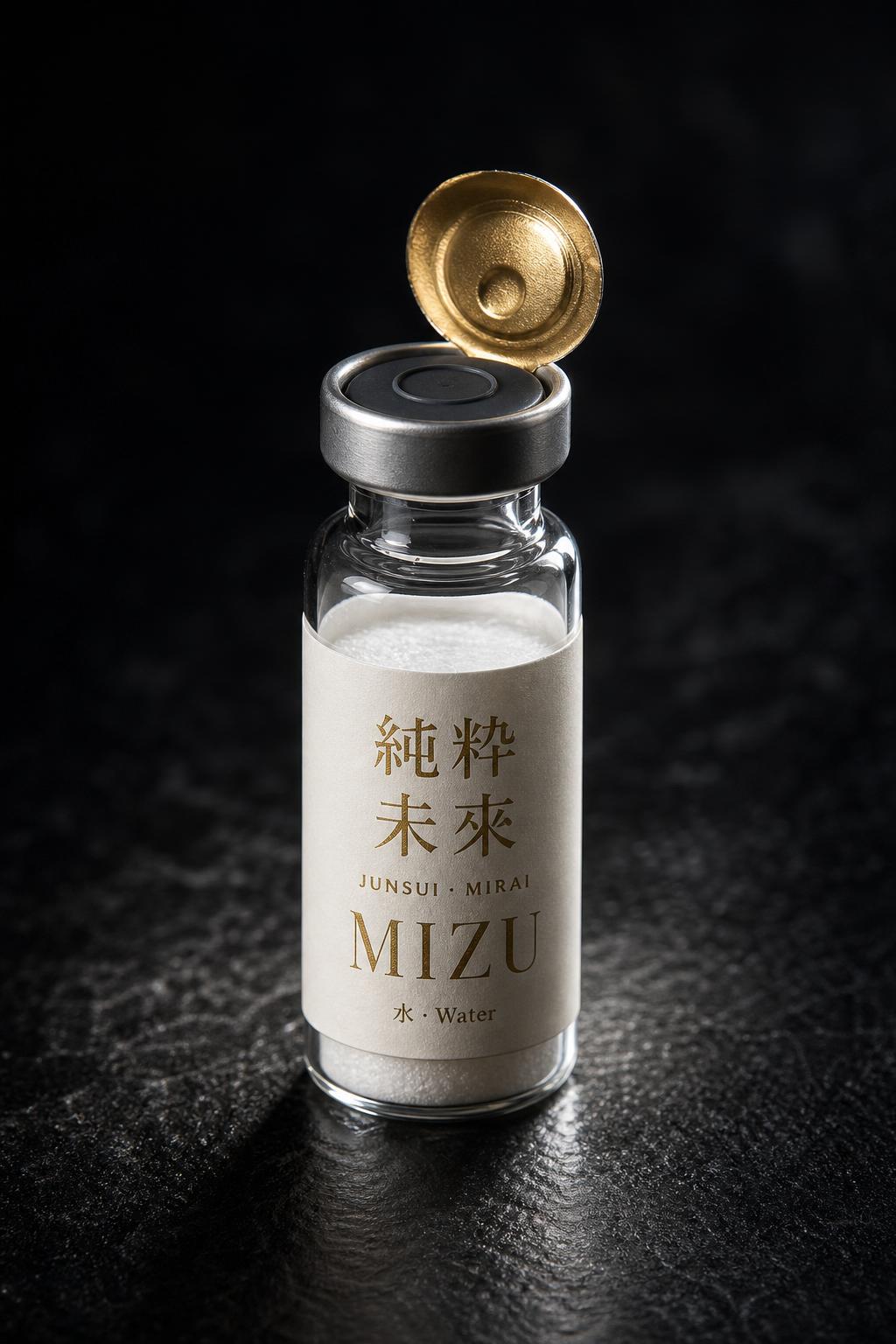 JUNSUI Mizu multi-molecular hyaluronic acid skin booster ampoule opened — 5ml lyophilised HA + ectoin reconstitution kit