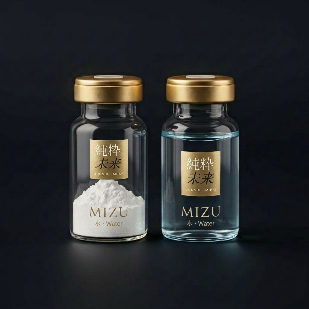 JUNSUI Mizu 8-ampoule reconstitution kit — paired dry and wet ampoules