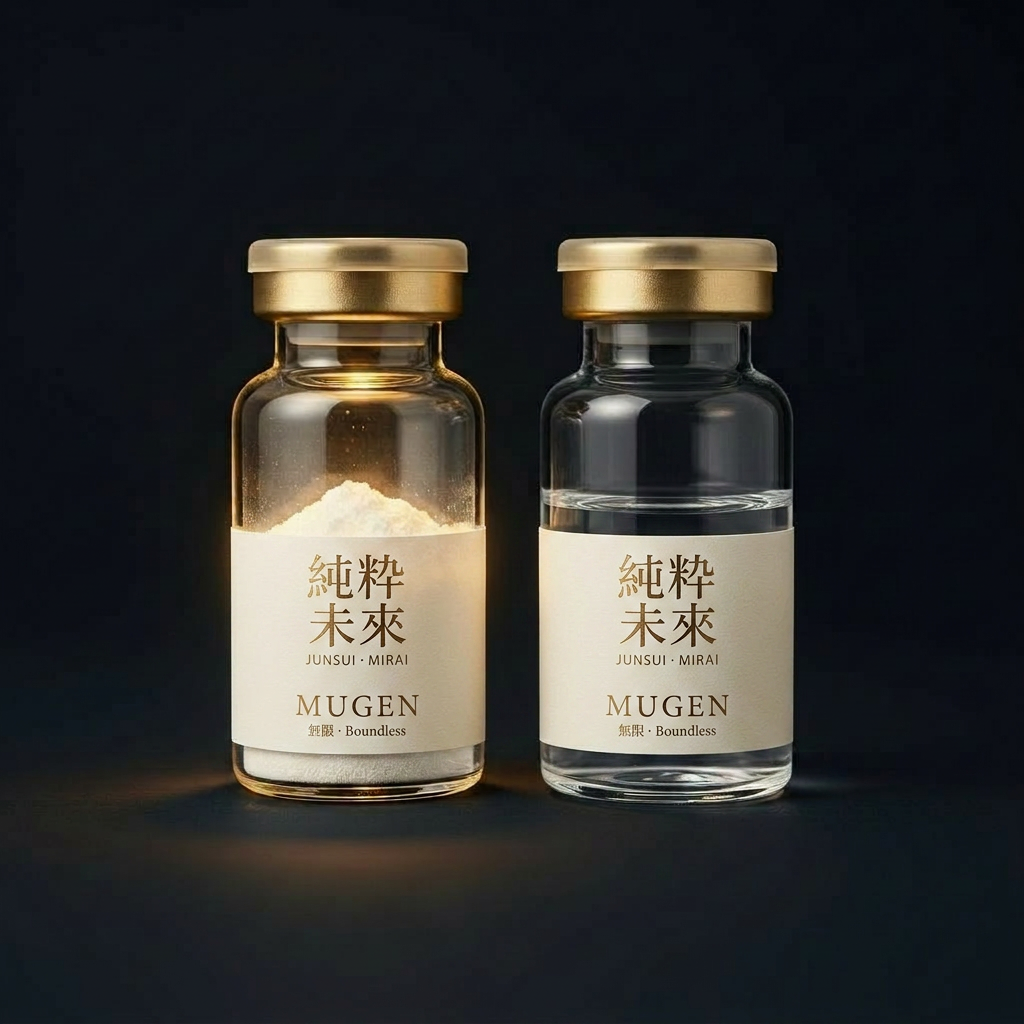 JUNSUI Mugen 8-ampoule reconstitution kit — paired dry and wet ampoules