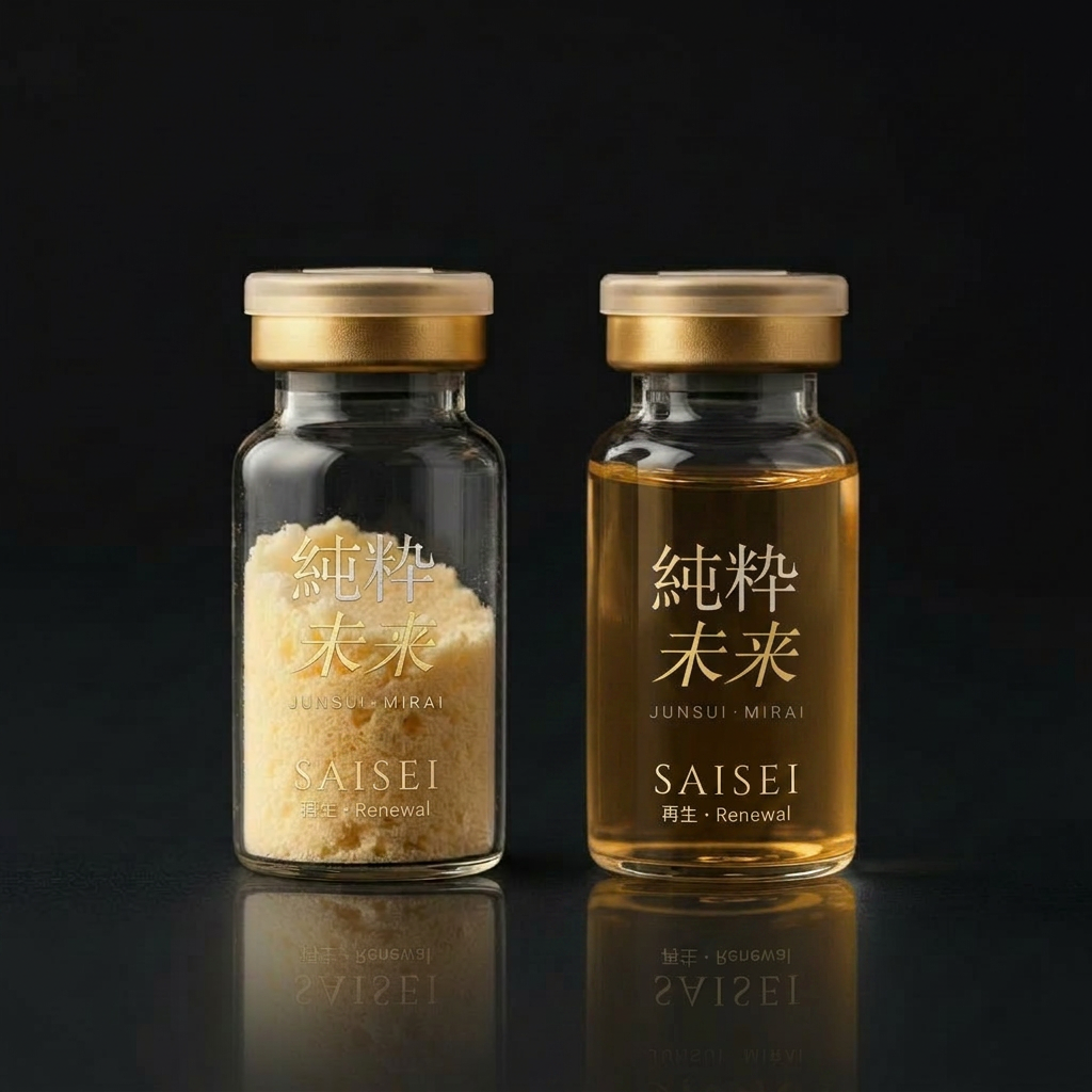 JUNSUI Saisei 8-ampoule reconstitution kit — paired dry and wet ampoules